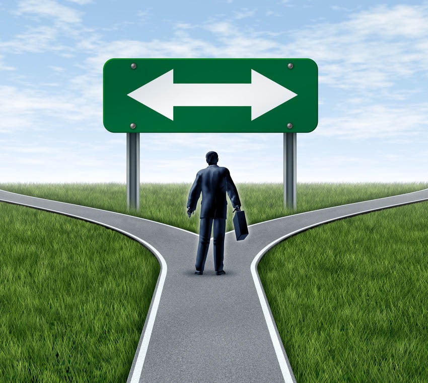 decision person at crossroads
