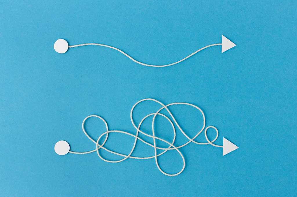 straight vs. tangled path