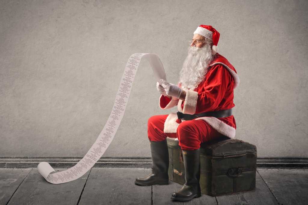 santa with list naughty and nice holiday christmas