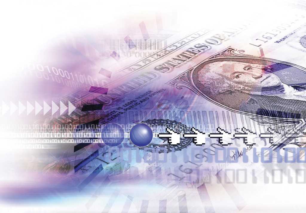 abstract collage of financial money and icons