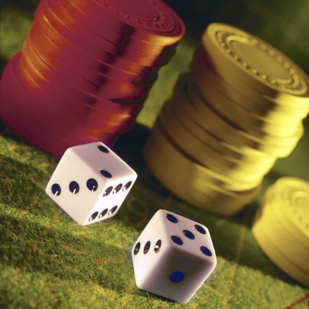 poker chips and dice